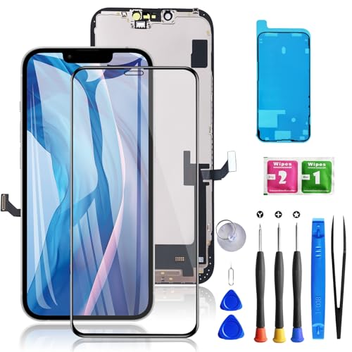 for iPhone 14 Plus Screen Replacement Black 6.7 Inch LCD Touch Digitizer Complete Display for A2886 A2632 A2885 A2888 A2887 with Waterproof Seal+Tempered Glass+Repair Tools