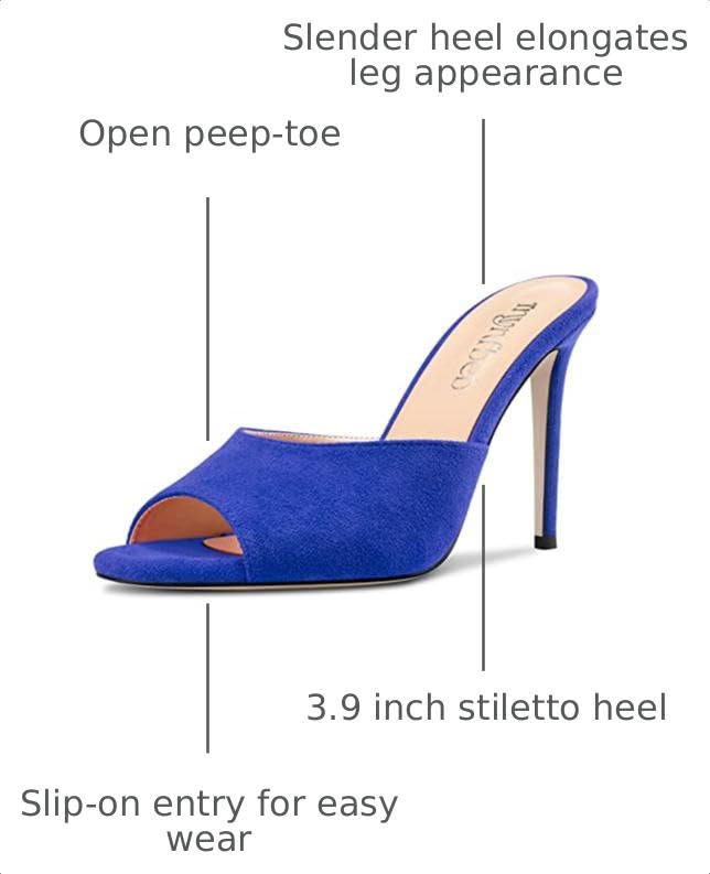Image of TNYNFBEB Women Stiletto High Heel Peep Open Toe Sandals Slingback Slip-on Wedding Office Cute Basic Classic 3.9 Inches Heels