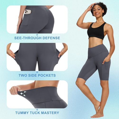 TNNZEET Biker Shorts Women - 8"/5"/3" High Waisted Tummy Control Workout Gym Spandex Booty Yoga Volleyball Shorts