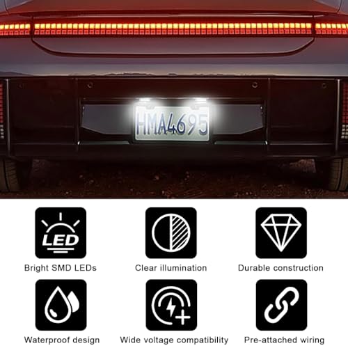 Image of STHIRA 2PCS LED Number Plate Lights Super Bright White SMD Tag Lamp 12V-24V Universal for Car Truck Trailer RV Waterproof IP67 Easy Install Wiring Screws License Plate Lights