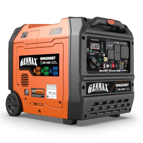 Image of GENMAX 6250w Tri-Fuel Silent Inverter Generator(2026Model)Features 2-Wire Auto Start /Stop,bluetooth APP Control,CO Sensor,Digital Display&50A Outlet-Ideal for Home Backup&Camping Outdoor,EPA Compliant