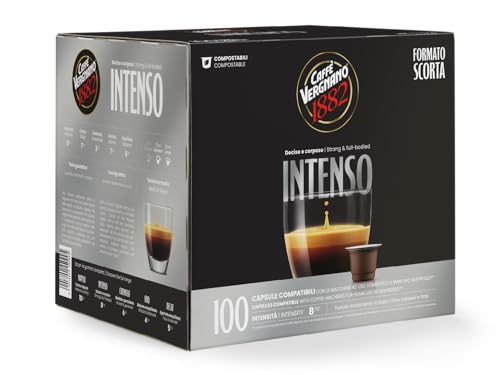 Caffè Vergnano 1882 - Capsule Compatibili Nespresso, Intenso | Pack da 100 Capsule