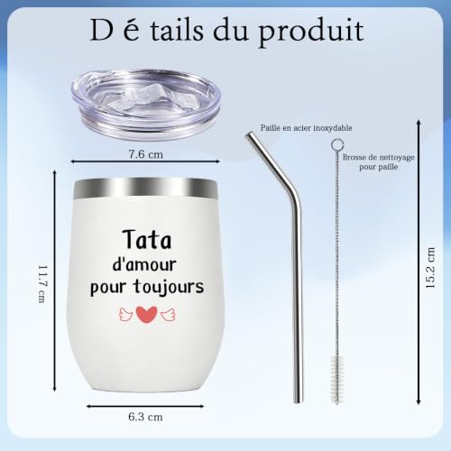 Karyllena Cadeau Tante Cadeau Anniversaire Tante Gobelet en Acier Inoxydable, Cadeaux Tata Anniversaire Original, Idee Tasse Pour Tata Cadeaux Fête Des Mères Anniversaire Noël Nouvel An – vue 2