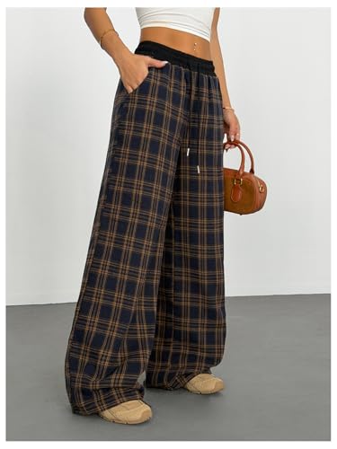 Image of SOLY HUX Women's Plaid Checkered Pants Flannel Pajama Pants with Pockets