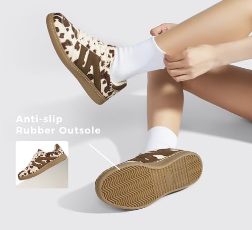 Image of LUCKY STEP Women Classic Retro Gum Sole Fashion Sneakers Casual Tennis Skate Shoe Genuine Leather Walking Footwear Anti Slip Trainers