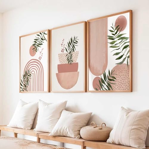 Image of HOTHOUSE Painting Boho Wall Art Home Decoration Paintings With Frame For Living Room Bed Room Hotel Wall Decor Digital Reprint Set of 3 (13X17 inch)