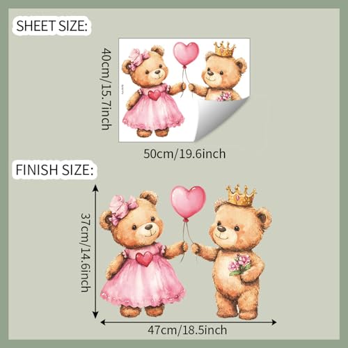 Vinilos decorativos de ositos con globo para pared infantil miniatura 2