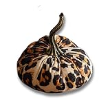 Leopard Print Fabric Pumpkin, Handmade Home Decor, Modern Rustic Holiday Mantle Decor, Fall Halloween Thanksgiving Centerpiece