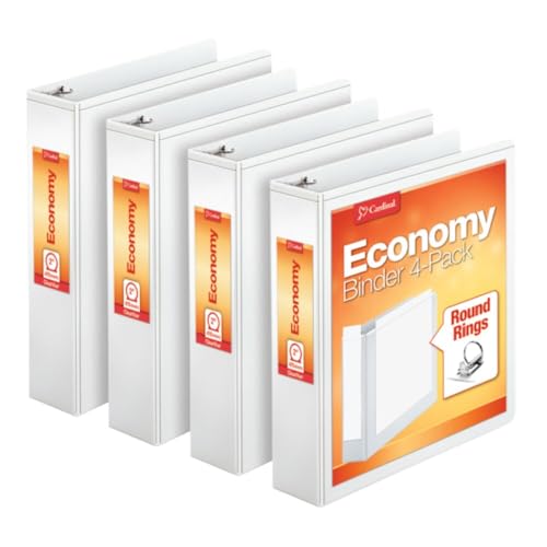 cardinal economy 3 ring binder 2 inch presentation view white holds 475 sheets nonstick pvc free 4 pack of binders 79520