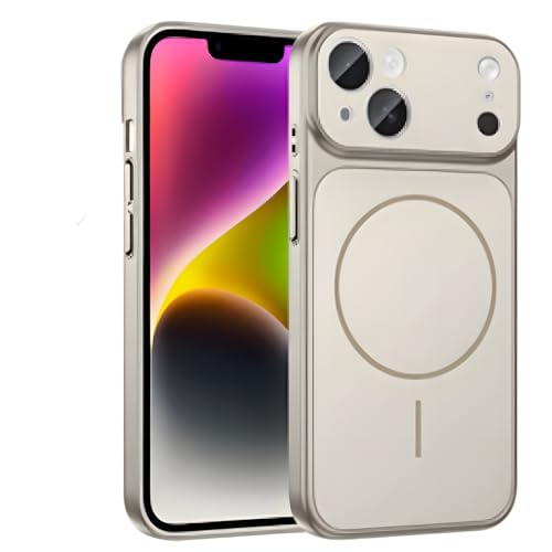 İPhone 13-14 ile Uyumlu 17 Pro Görünümlü Magsafe Destekli Kablosuz Şarj Özellikli Kamera Lens Korumalı Şık Metal Görünümlü Telefon Kılıfı