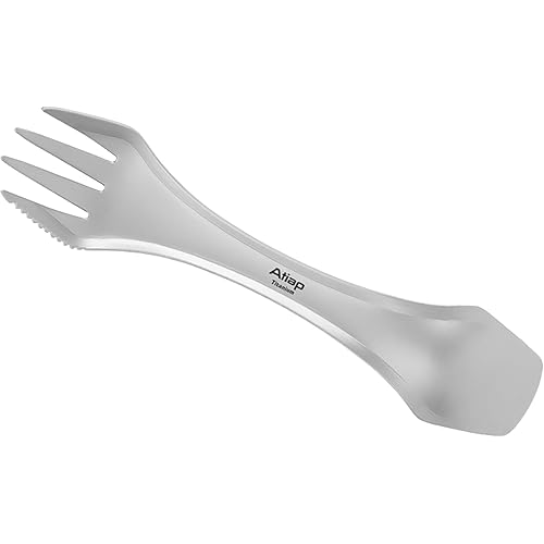 3-in-1 Utensil Spoon Fork, 3 in 1 Titanium Spoon Fork, Multi Functional Utensil Tableware for Outdoor Camping Hiking Backpacking