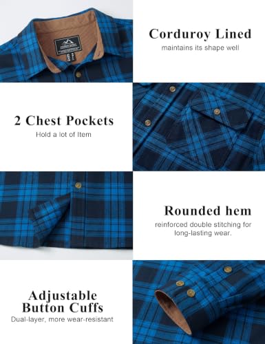 Image of Cotrasen Mens Flannel Shirts Cotton Plaid Button Down Shirt
