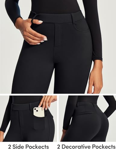 IUGA Thermal Dress Pants Women Pull on Fleece Lined Pants Stretchy High Waisted Slim Fit Work Pants for Women4