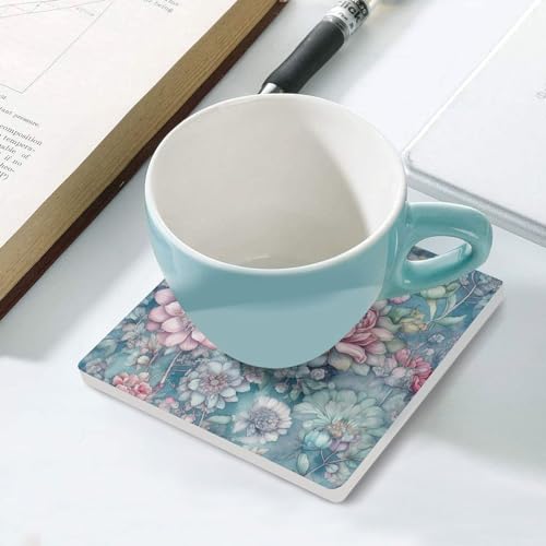 Dessous de verre fleurs bleues réutilisables pour table basse - 6