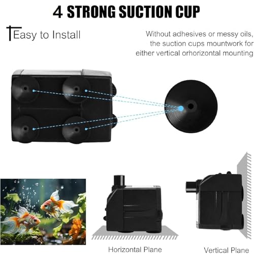 Image of BARST 120GPH Mini Submersible Water Pump with 6ft Power Cord, 3 Nozzles | 7W, 450L /H, Ultra Quiet for Aquarium, Fish Tank, Pond, Pet Fountain, Statuary, Hydroponics