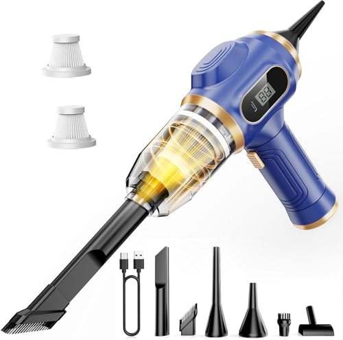 Image of Car Vacuum Portable Cordless 17000Pa Mini Handheld Vacuums | Blow and Suction with LCD Display and Multi-Nozzles, High Power for Car, Home, Office, Pet, Compact and Portable Design
