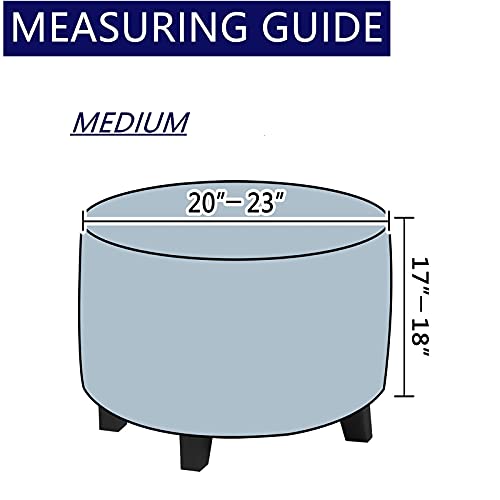 Gamukai Round Ottoman Slipcover Ottoman Covers Footstool Protector Covers Storage Stool Plush Velvet Stretch With Elastic Bottom (Navy, Medium) #TOP6