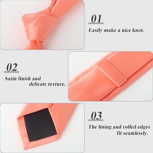 Image of Landisun Black Tie Men Women Solid Skinny Ties Slim Ties Satin Tie
