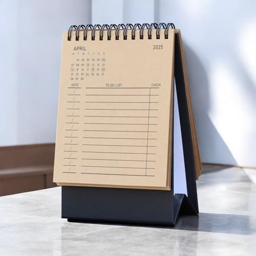 2025 Desk Calendar Mini Monthly Calendar 13 Months Standing Flip Calendar for Home Office Black (Brown) eco- friendly (Image - 6)