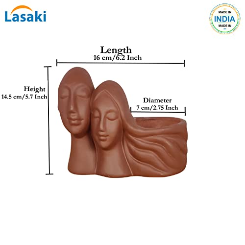 Image of Lasaki Couple Truffle Ceramic Pots for Indoor Plants, Planters, Flower, gamla, Outdoor, Balcony, Home, Garden, Office Decor, Succulent Pot(L - 16 X W - 10 X H - 14.5 cm)(Plants not Included)