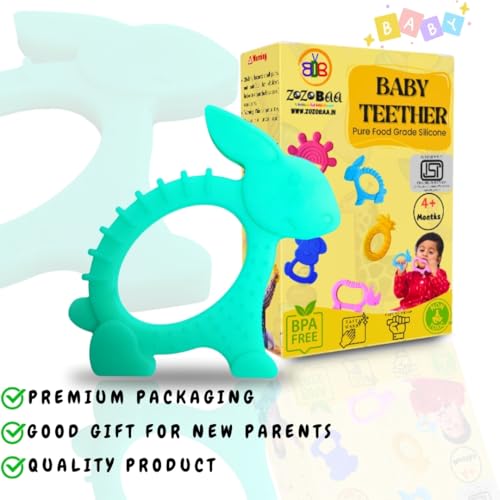 Image of Cute Shape Soft Silicone Teether for Baby Gums, Teething Toys for Babies, BPA Free, Pain-Relief, Non-Toxic, 100% Food Grade, Soothing, Easy to Grasp Chewable - Dog Rabbit (Pack of 2)
