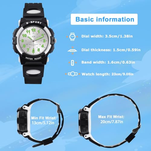 Image of CKV Kids Watch for Boys Girls Ages 5-12, Waterproof Time Teacher Easy to Read Analog Sport Outdoor Children Watches with Soft Band for Kids