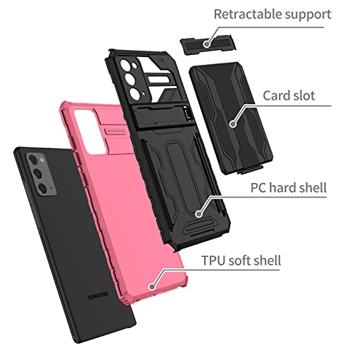 Coque Samsung Galaxy Note 20 anti-rayure avec verre trempé et support rose