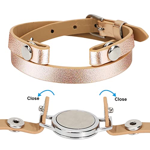 PHOGARY Essential Oil Bracelet for Women, Aromatherapy Bracelet Anxiety Bracelet Stainless Steel Locket with Genuine Leather Wristband Jewelry Gift for Mother Sister Girlfriend, Tree of Life - Image 4