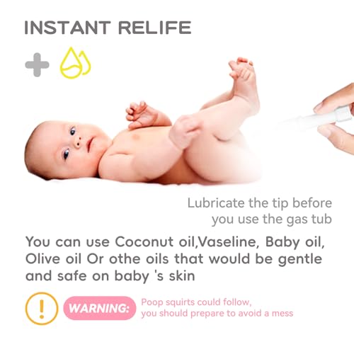 Image of uhfi Gas and Colic Reliever for Babies, Baby Gas Colic Relief, Natural Solution for Baby Colic and Gas Relief, 100% Safe & Effective Instant Constipation Relief for Babies, 20 Count (White)