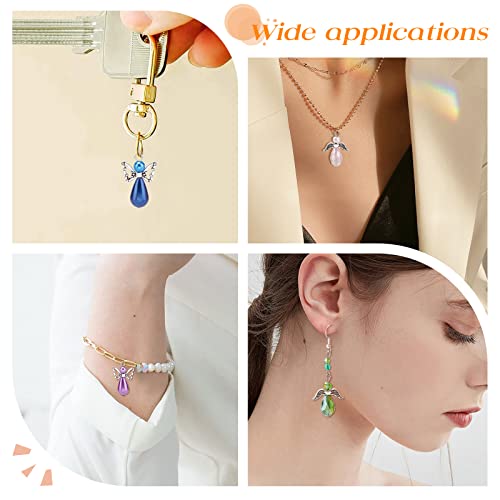 Sunnyclue 1 Box 30Pcs Christmas Angel Charms Bulk Angels Charm Wing Colorful Pearl Beads Easter Charms For Jewelry Making Charm Necklace Earrings Keychain Craft Starter Women Diy Gift Random Color #TOP5