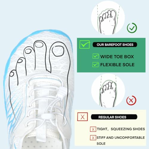 Image of Hike Barefoot Shoes for Women Men with Wide Toe Box, Healthy & Non-Slip Breathable Barefoot Water Shoes Beach Pool Aqua Swim Surf Hiking Walking Shoes