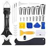 Caulking Tool Kit,34Pcs Silicone Caulking Tools (Stainless Steelhead) caulking Tool Set Silicone Sealant Finishing Tool Caulk Nozzle Applicator, Great Tools for Kitchen Bathroom Window Sink Joint