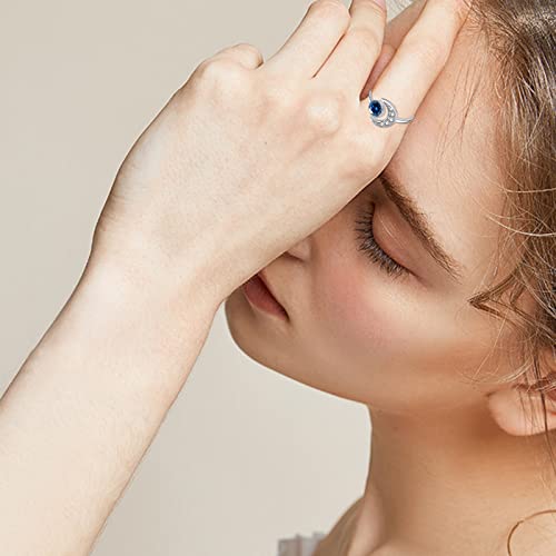 CUOKA MIRACLE Birthstone Rings for Women 925 Sterling Silver Moon Rings Birthday Stone Rings Adjustable Open Ring Anniversary Birthday Jewelry Gift for Wife Mom Daughter4