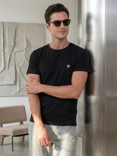 Image of Lux Cozi Men Cotton Half Sleeves Round Neck Regular Fit Casual T-Shirt