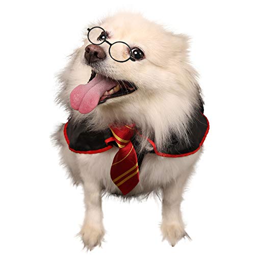 Coomour Halloween Dog Costume Pet Wizard Shirt Cat Soft Clothes For Dogs Cats Soft Hoodies With Glasses (Medium) #TOP2