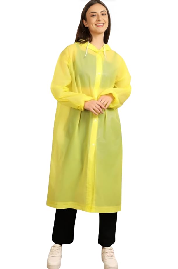Image of Unisex Hooded Raincoat, Waterproof Long Rain Jacket, Multiple Colours, Reusable