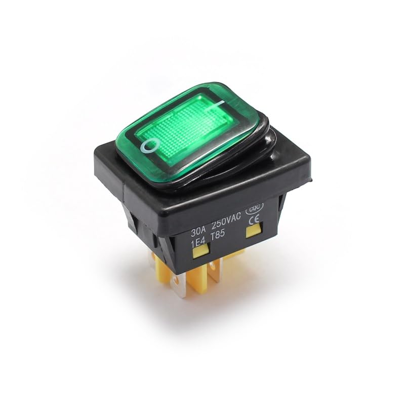Robomalls 4 Pins 250V 12V UL Illuminated 30A Rocker Switch (GREEN) (B0DC321KJF) Amazon Price History, Amazon Price Tracker