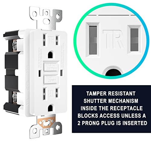 Gfci White Outlet Receptacle, Tamper Resistant Gfci Outlet 15 Amp/125-Volt, Self-Test Function With Led Indicator 15 Amp Gfci Outlets, Ul/Cul Listed, Wall Plate And Screws Included, 10 Pack #TOP5