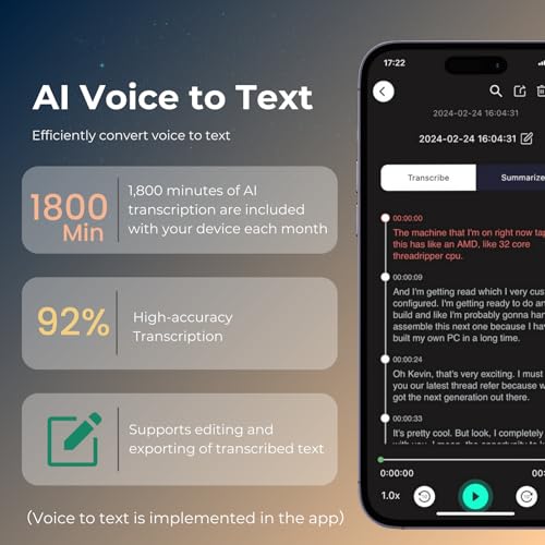 Image of FoCase Note AI Voice Recorder, Transcribe, Summarize & Translation with AI, APP Control, 64GB Storage, Support 112 Languages, Ultra-Slim Magnetic Dictaphone Note Taker for Calls, Lectures and Meetings