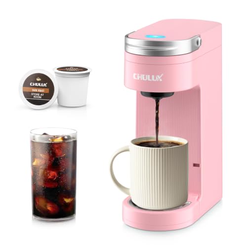Image of CHULUX Slim Single Serve Coffee Maker for K Cup Pod for Small Spaces, Pink