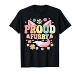 Proud Furry Groovy Furry Fandom Fursuit Fox T-Shirt, Men, Black, Large