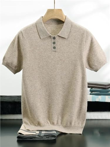 Men's Wool Short Sleeve Polo Pullover Sweater Casual Knitwear Button Front Comfortable Lightweight Versatile All-Season Top3
