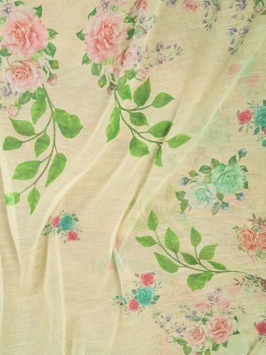 Image of SIRIL Women's Linen Digital Printed Saree With Unstitched Blouse Piece