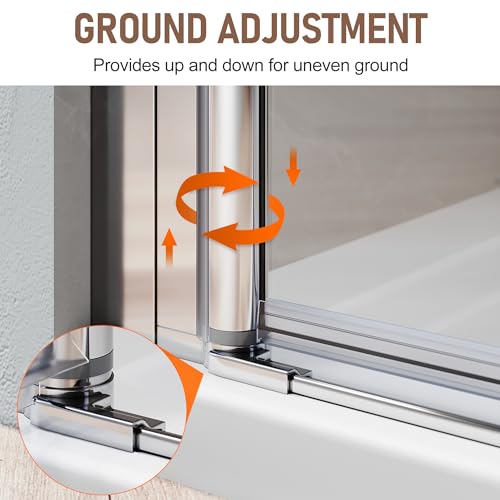 SUNNY SHOWER Bifold Shower Door 32\" W x 72\" H Hinged Folding Shower Door, with 1/4 in Tempered Glass, Chrome Finish