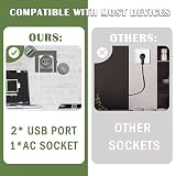 BSEED Gniazdo ścienne USB C Standardowe Elektryczne z Pazurami, Listwa Zasilająca ścienna z USB maks. 2,1 A, 16A AC, Smartfona (1 Gniazdo z USB i Typem C, Szary)