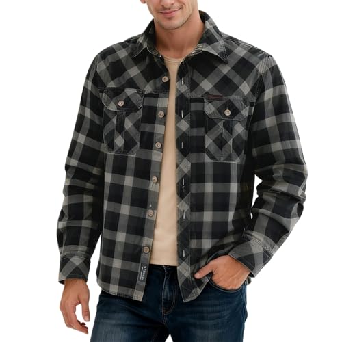 Chemise à manches longues pour homme coupe droite style moto et outdoor