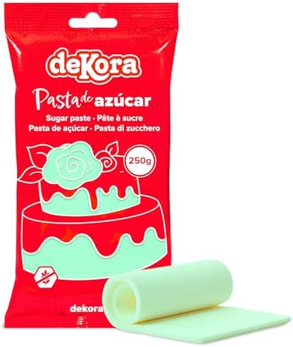 dekora – Rollfondant Green Mint 250 g – Zuckermasse zum Überziehen & Modellieren von Torten, Cupcakes und Keksen