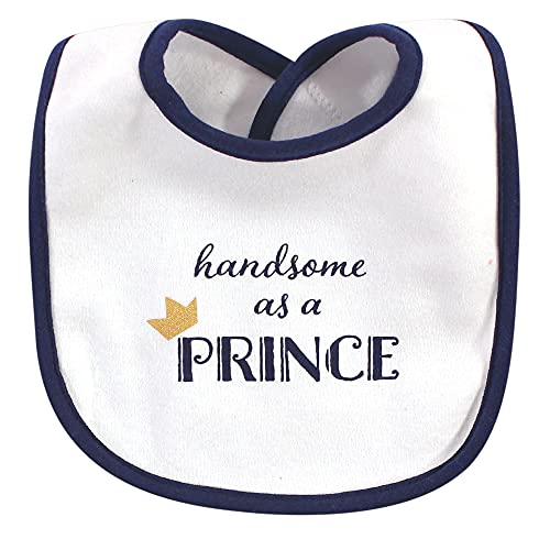 Image of Hudson Baby Unisex Baby Cotton Bibs, Handsome As A Prince, One Size