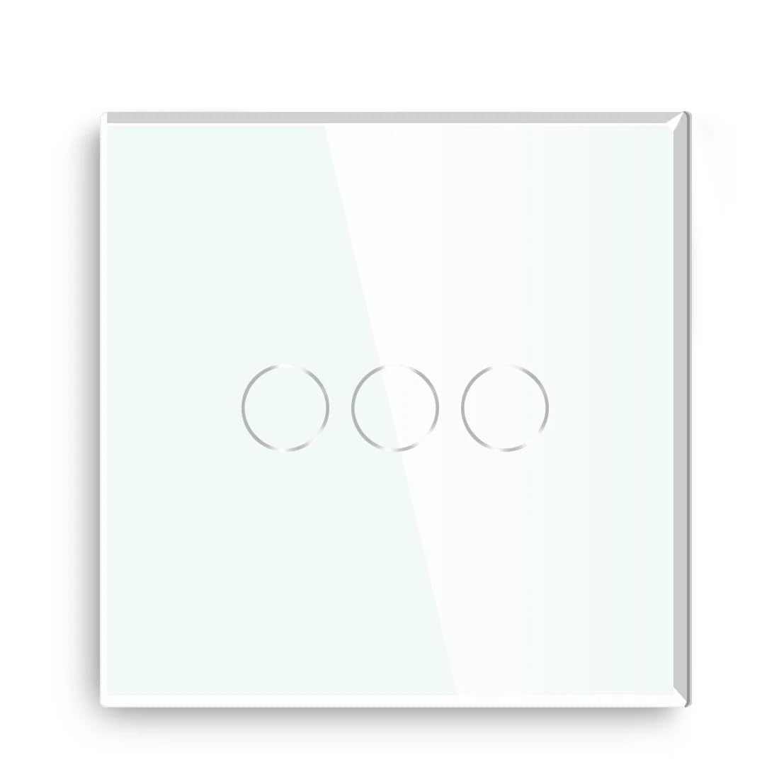 Interruptor Tactil Interruptor de luz táctil 1/2/3 vías, panel vidrio 1/2, 220 V(3Gang White,2Way)