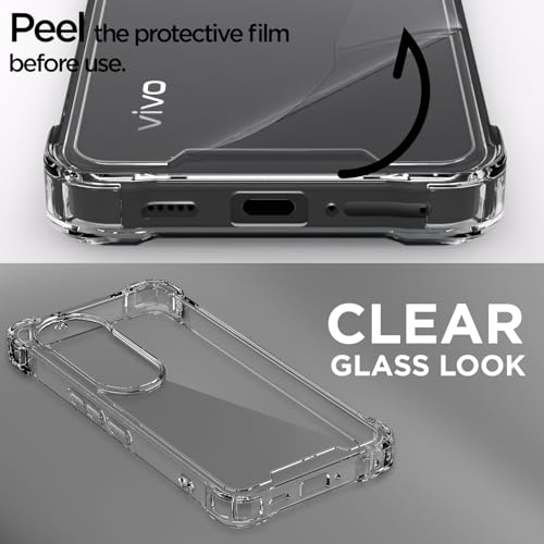 Image of Pikkme Back Cover for Vivo T4 Ultra 5G PC + TPU Clear Transparent Raised Edges Shockproof Protective Phone Bumper Case(Transparent)